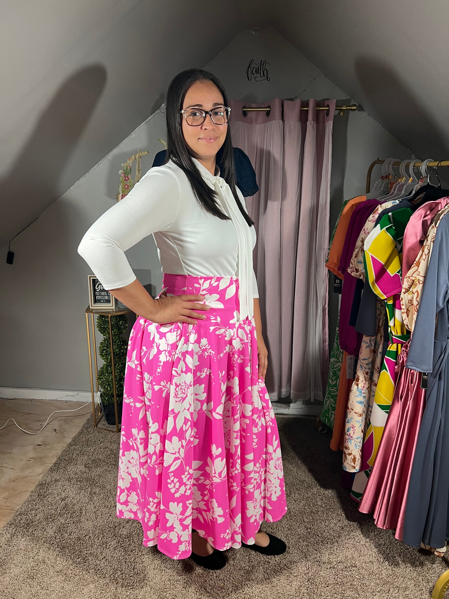Angie Floral Pink Skirt