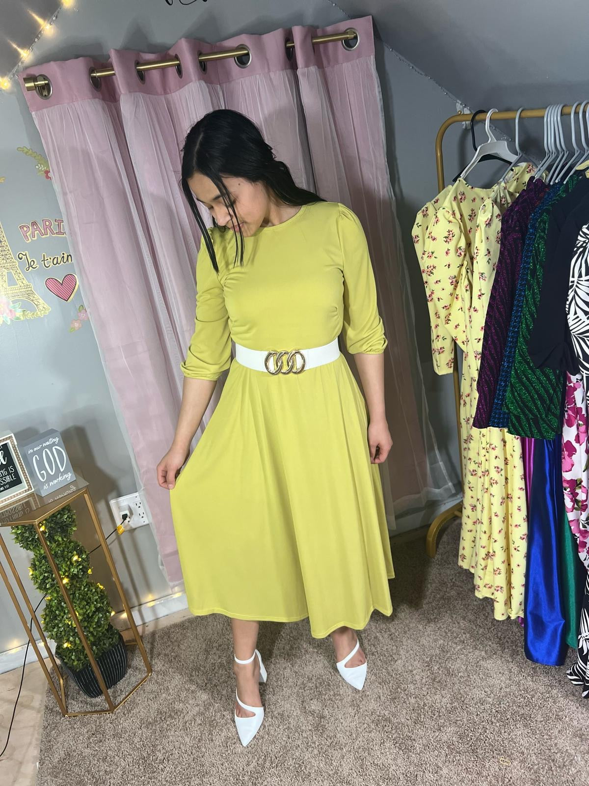 Kelly Mustard Green Dress