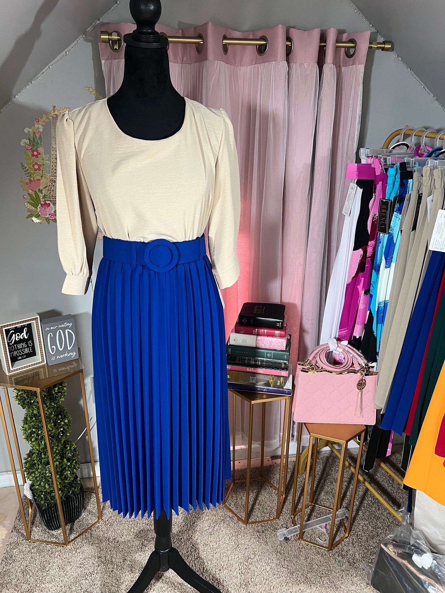 Andrea Royal Blue Midi Skirt