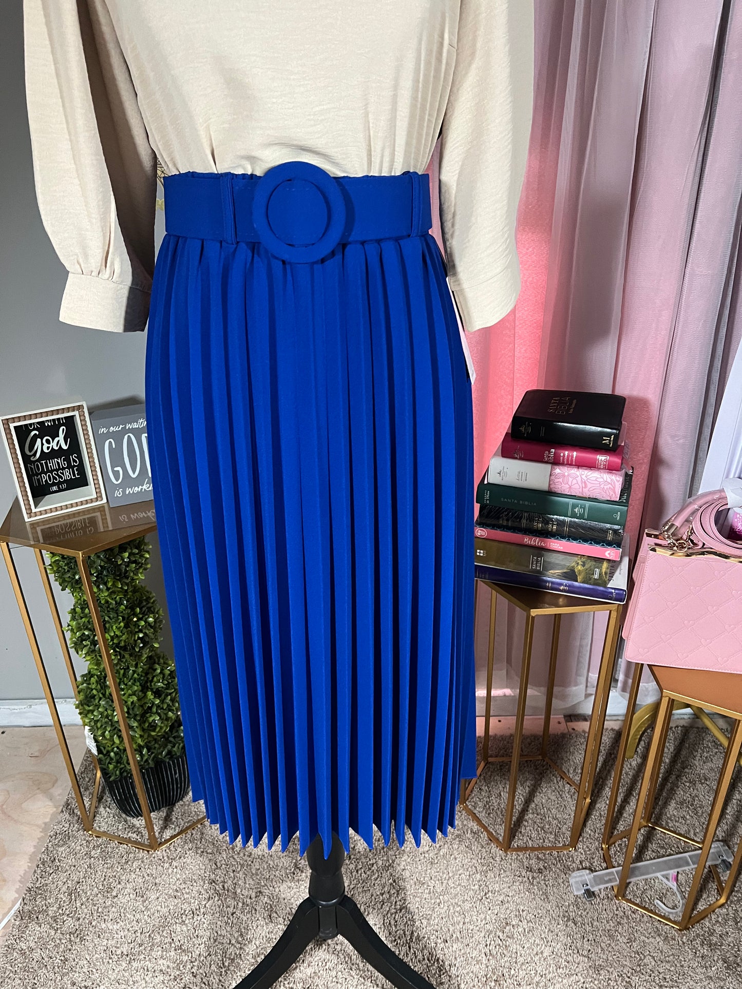 Andrea Royal Blue Midi Skirt