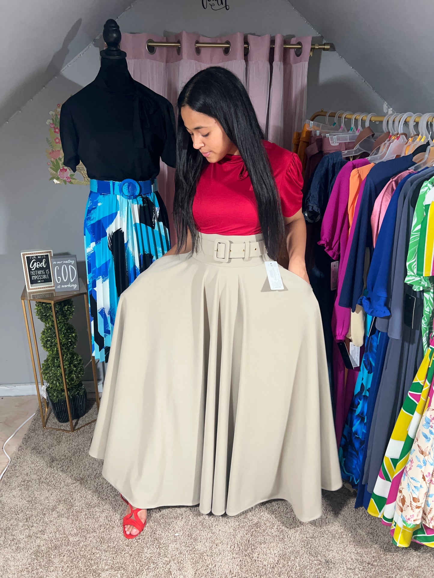 Sophia Khaki Skirt