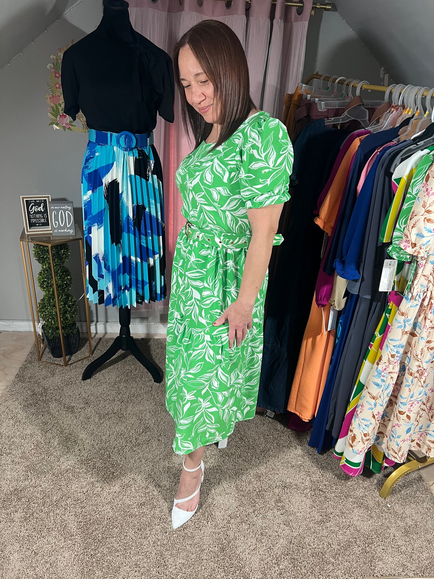 Karen MIdi Green Dress