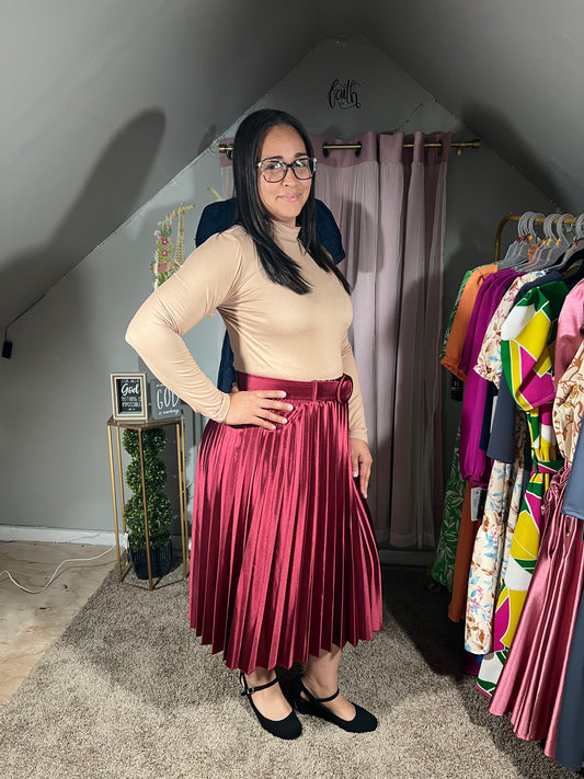 Andrea Satin Midi Skirt