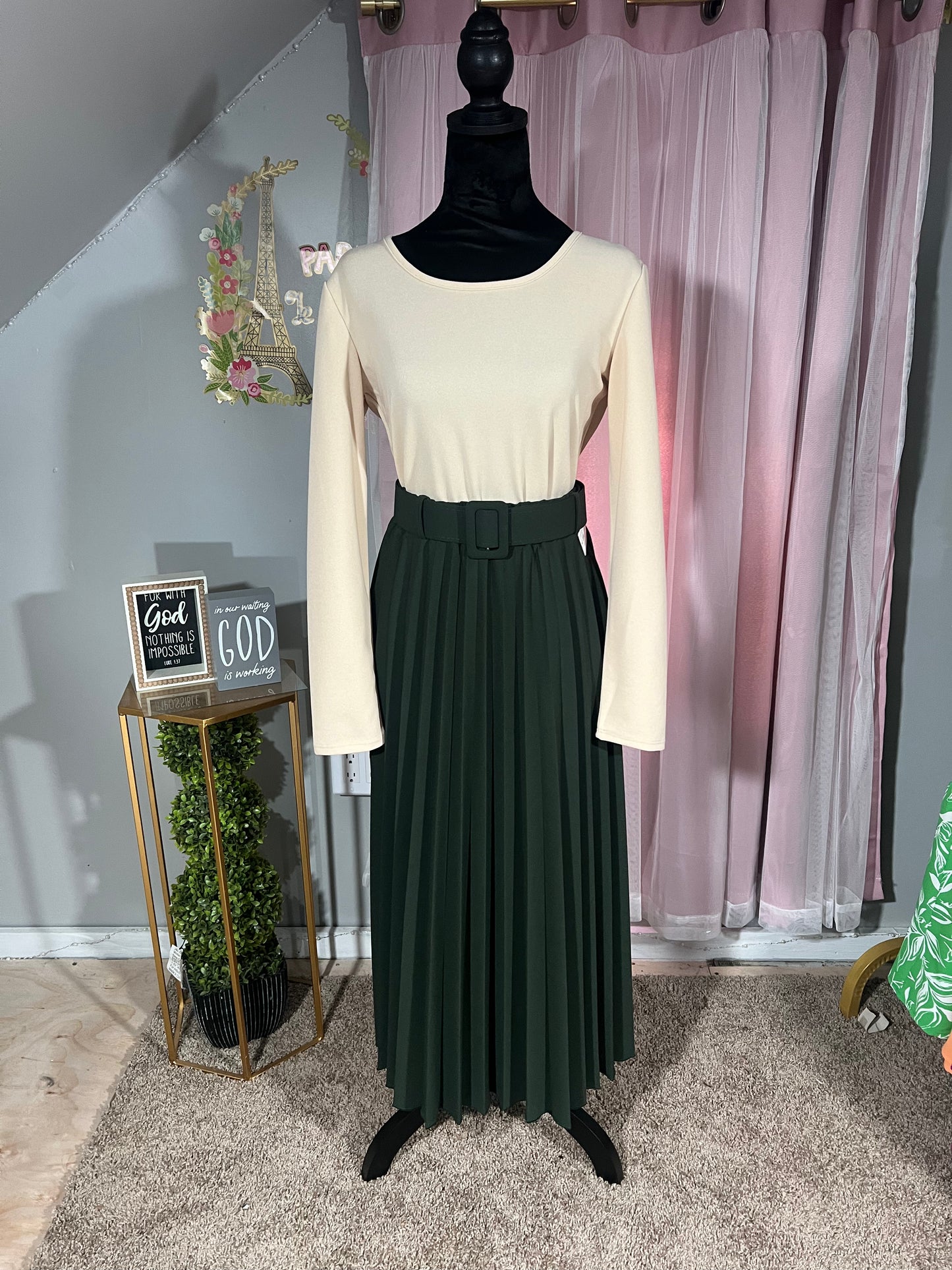 Andrea Long Skirt Military Green