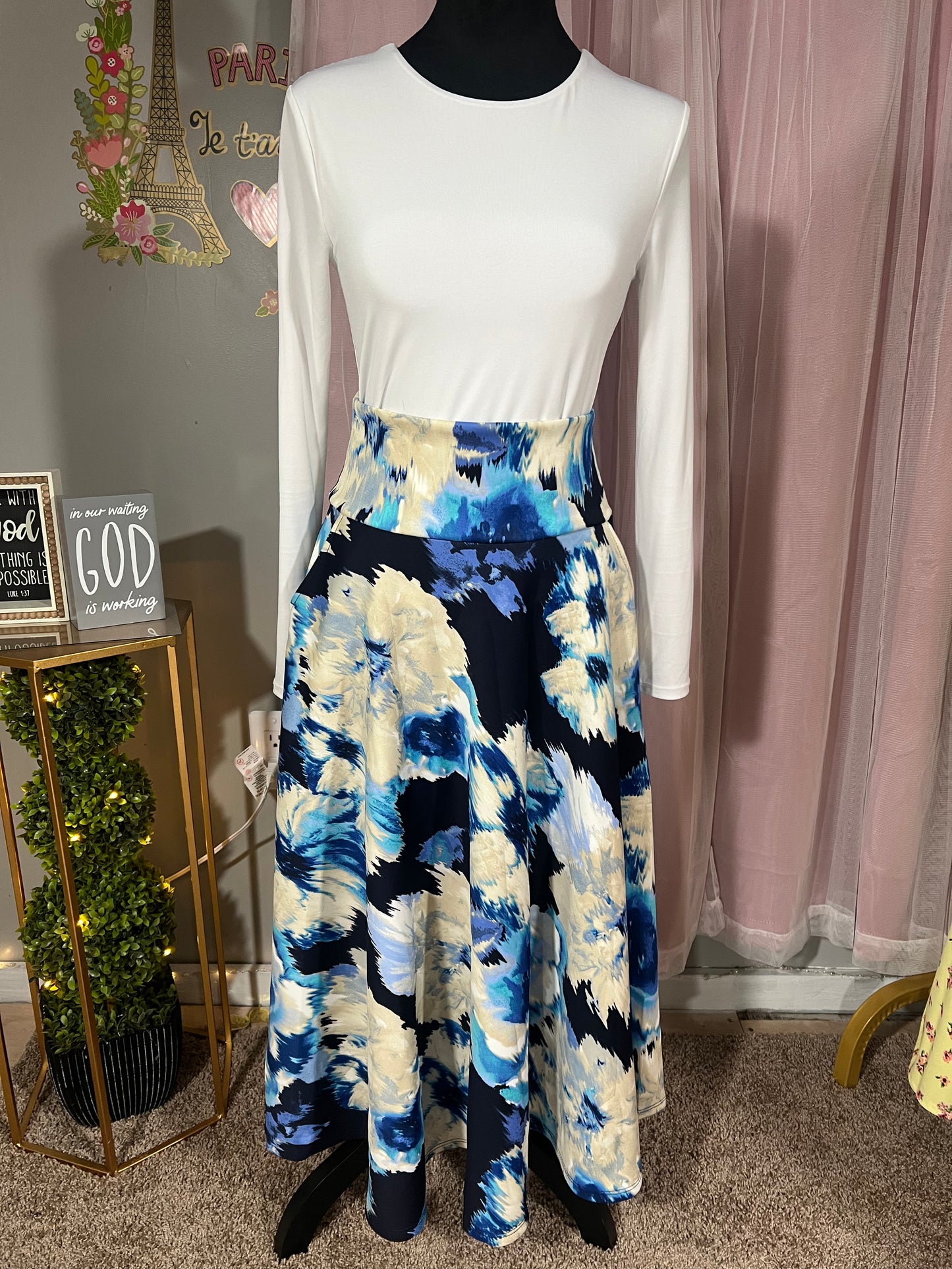 Angie Royal Blue Midi Skirt