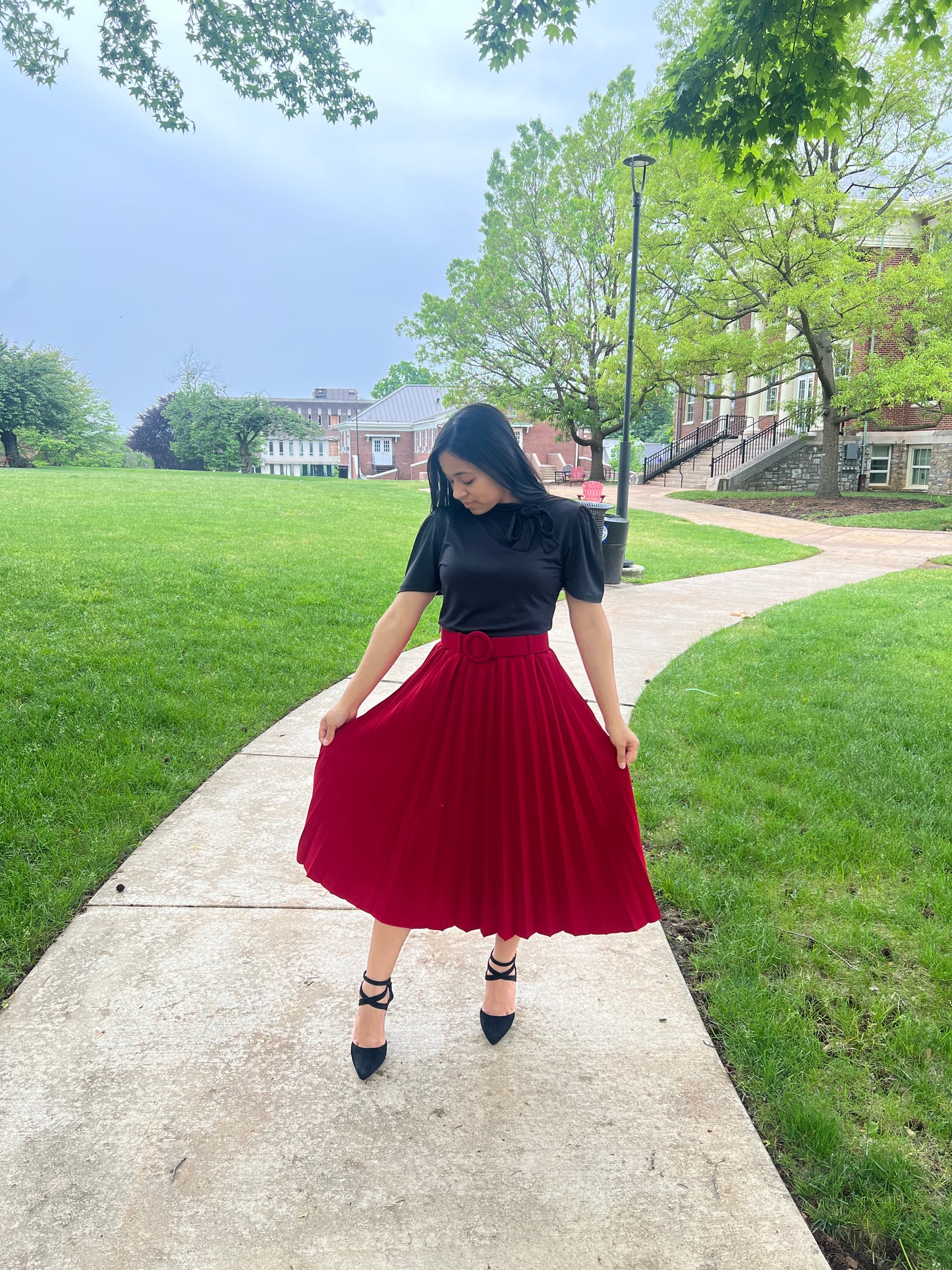 Andrea Midi Red Skirt