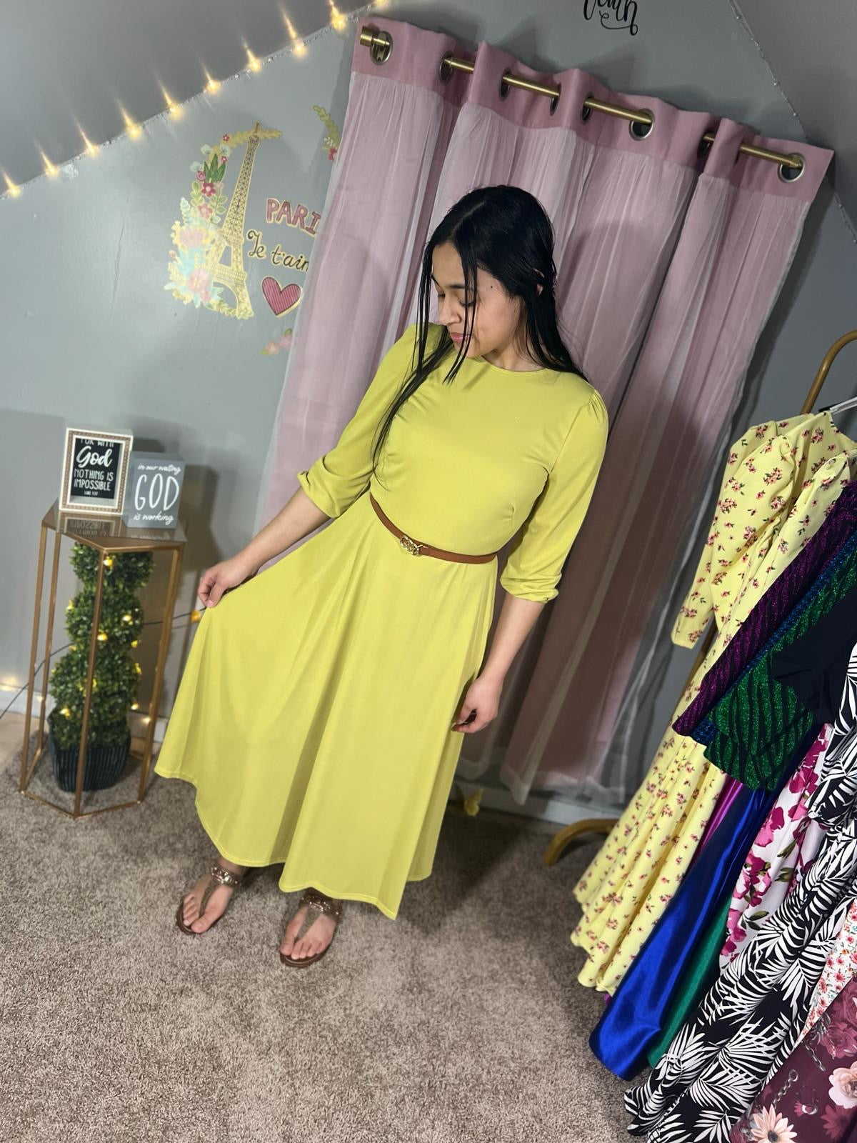 Kelly Mustard Green Dress